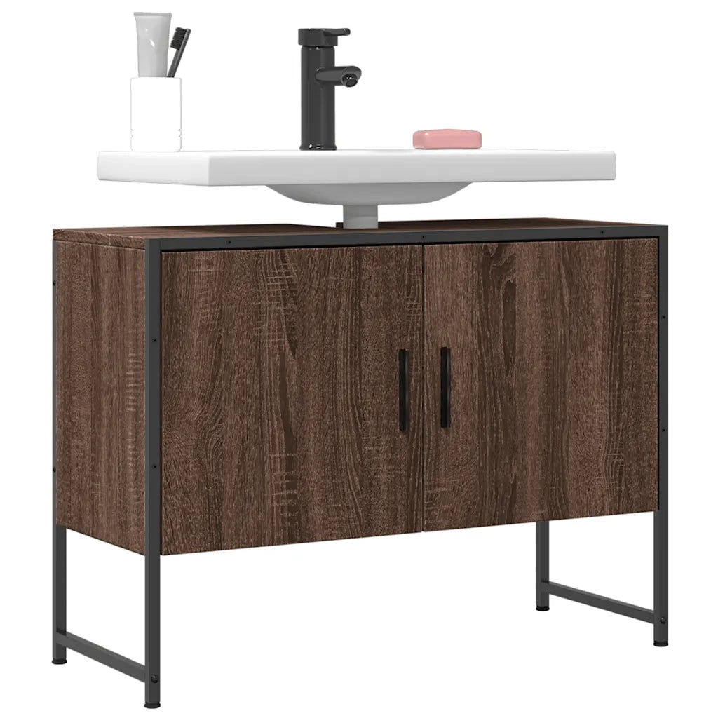 Mobile Lavabo | Armadio Lavabo Bagno Rovere Marrone 60x30x60cm Legno Multistrato