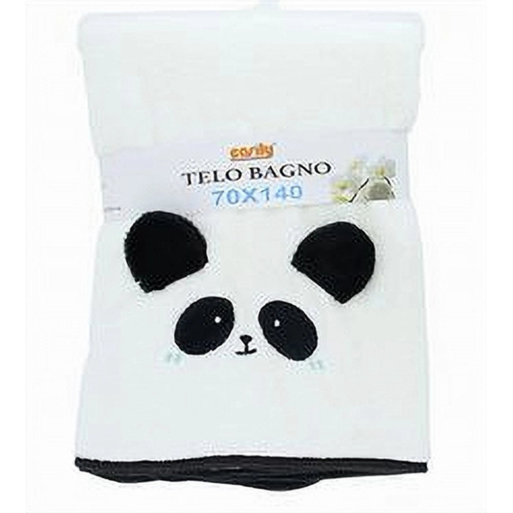 Trade Shop - Telo Da Bagno Asciugamano 70x140 Cm Da Doccia In Tessuto Con Faccia Panda 10734 -