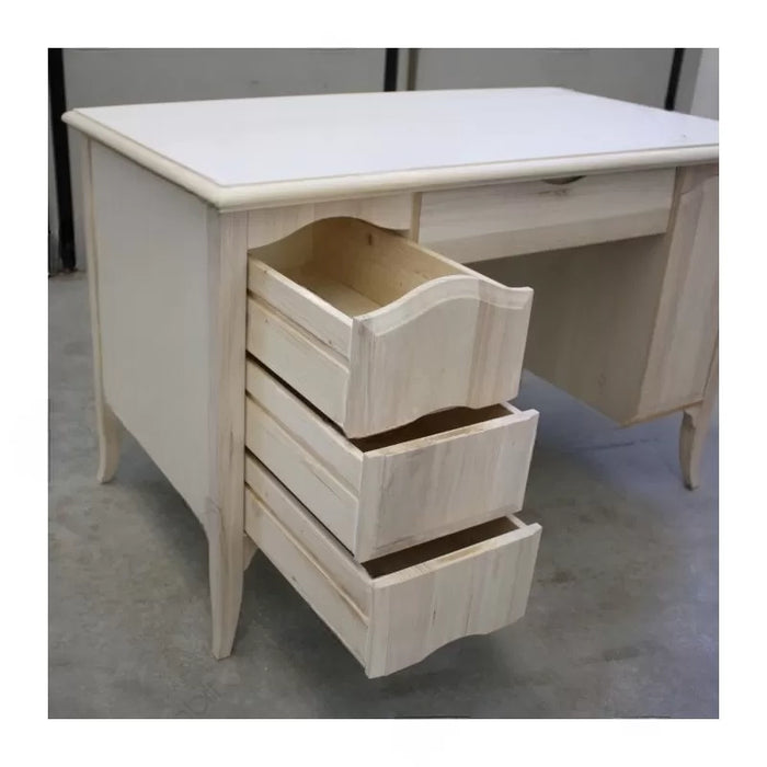 Scrivania 3 cassetti 1 porta arte povera grezzo 130x75x80 (2129) - Mobili 2G