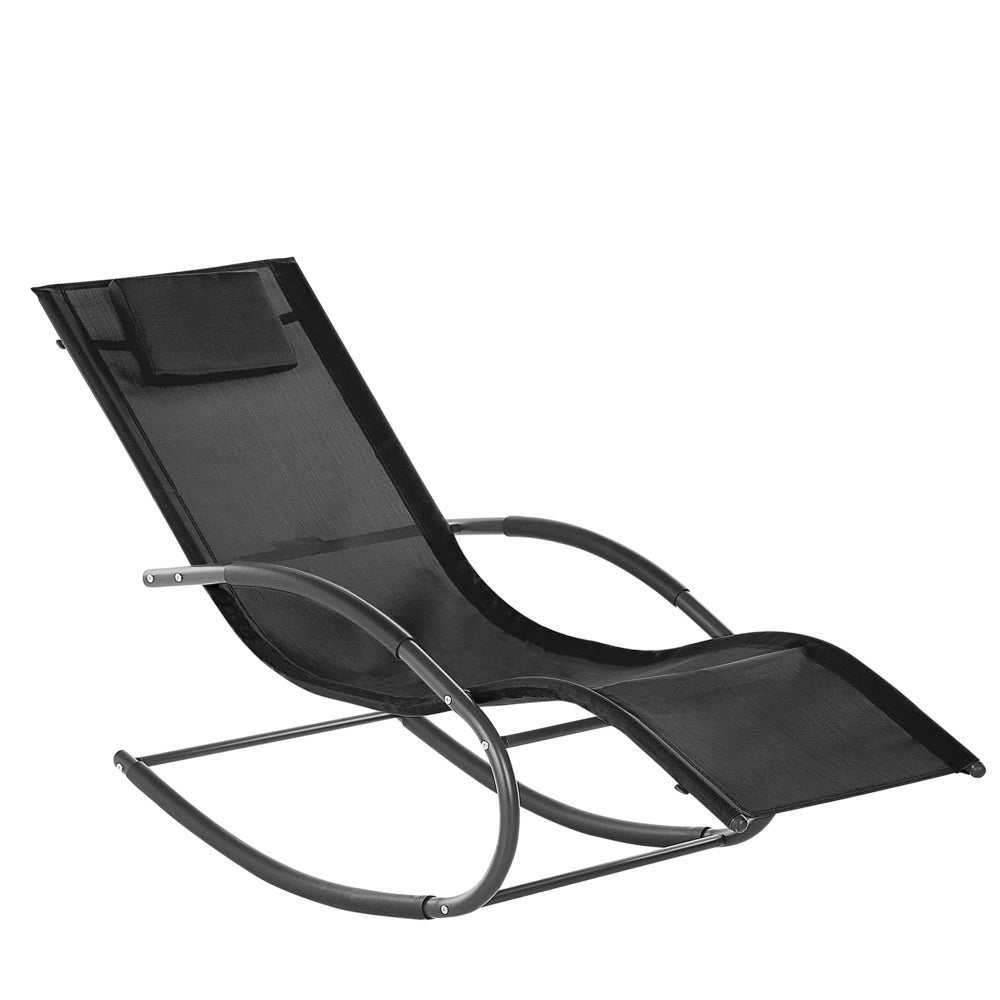 Moderno Sdraio a Dondolo da Giardino in Acciaio Beige con Cuscino