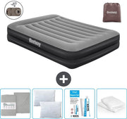 Airbed 2 Persone - 152 x 203 x 46 cm - Grigio - Incluso pompa - Telo di protezione - Cuscino - Cuscino protettore e Kit di riparazione
