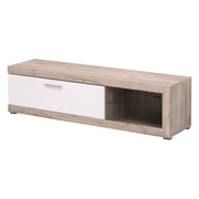 Pompu, Mobile Porta tv 2 Ripiani, 162x41.5x43.5h cm Bianco Crema