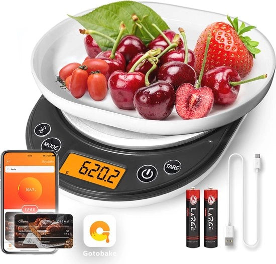 Pesi Elettronici da Cucina con Contapunti Calorici e Calcolatrice Nutrizionale – Leggeri e Precisi per Cucina Salutare