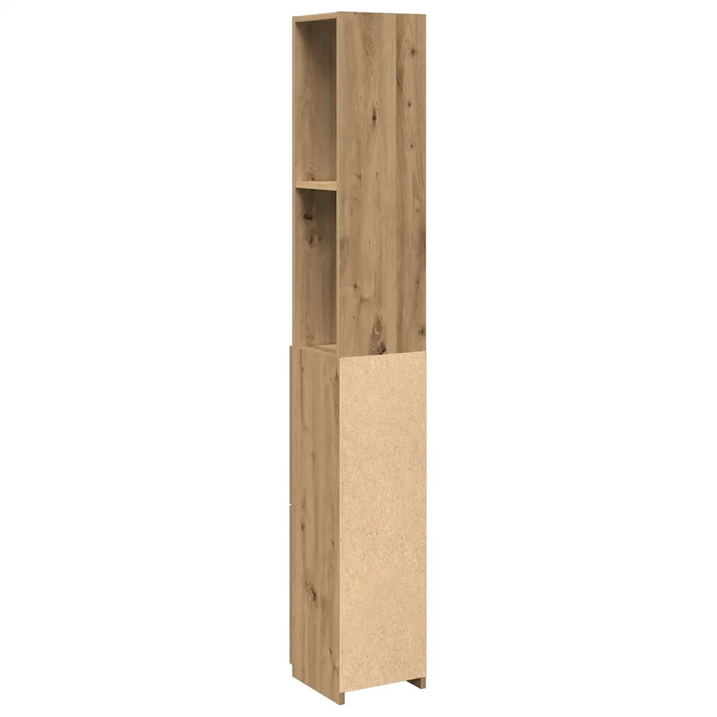 Mobiletto da bagno in rovere lavorato a mano con ampio spazio contenitivo e finitura liscia 25 x 25 x 170 cm legno di rovere composito 02_0050898