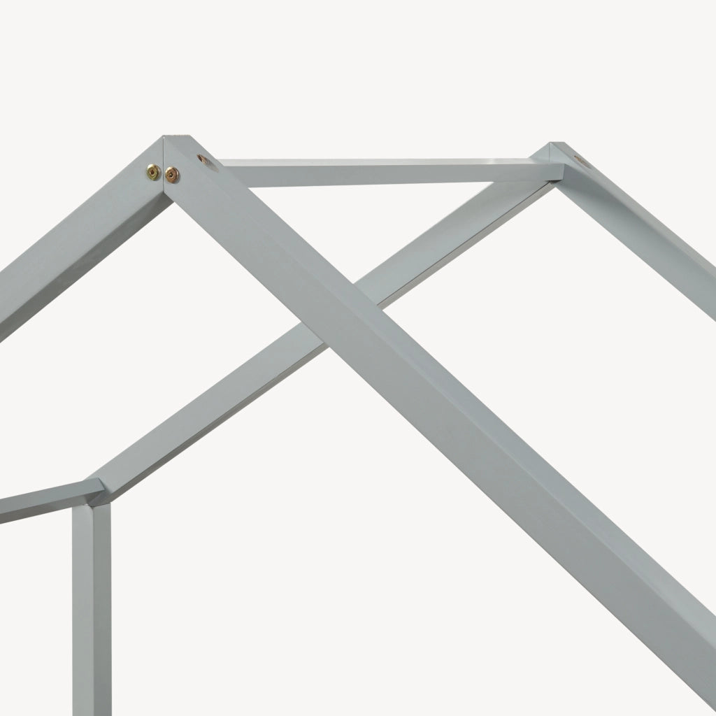 Letto per Cameretta Treviolo a Forma di Casetta in Stile Montessori con Materasso 90x200 cm - Grigio Chiaro/Bianco [en.casa]