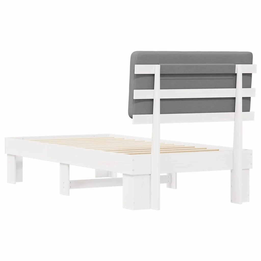 Letto con Testiera Rivestita Grigio chiaro 90 x 190 cm 877388