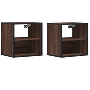 Set di 2 Comodini | Armadio da Notte | Mobiletto da notte a Muro Rovere Marrone 40x31x39,5 cm