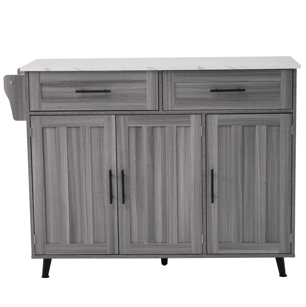 Carrello cucina multifunzionale con piano allungabile 129x46x91;5 cm; grigio e bianco