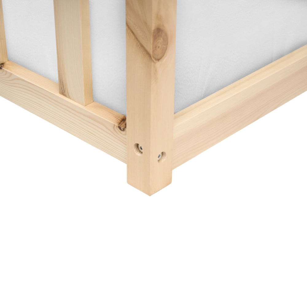 Letto a terra per bambini in legno di pino chiaro 90 x 200 cm con rete a doghe per bambini piccoli