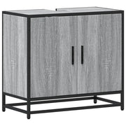 Elegante mobiletto da bagno in stile retrò 65 x 33 x 60 cm con vano contenitore stile industriale legno Sonoma grigio 02_0049657