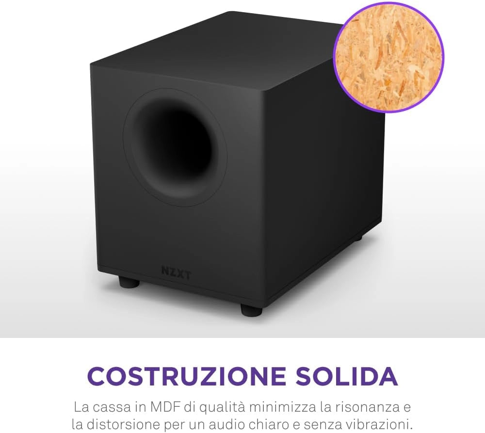 Relay Subwoofer da scrivania per gioco su PC - AP-SUB80-EU - 140 Watt - Bassi profondi e potenti - Driver rivolto in basso da 6,5 pollici - Manopole per controllo crossover e fase - Nero