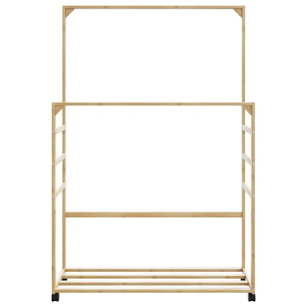 Appendiabiti con Ripiani e Ruote 90x35x155 cm in Bambù 4008916