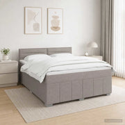 Letto Box Spring LED con Materasso Tortora 140 x 190 cm Tessuto 3455595