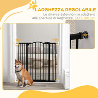 Cancellino per Cani Estensibile 74-100x94 cm in Metallo Nero