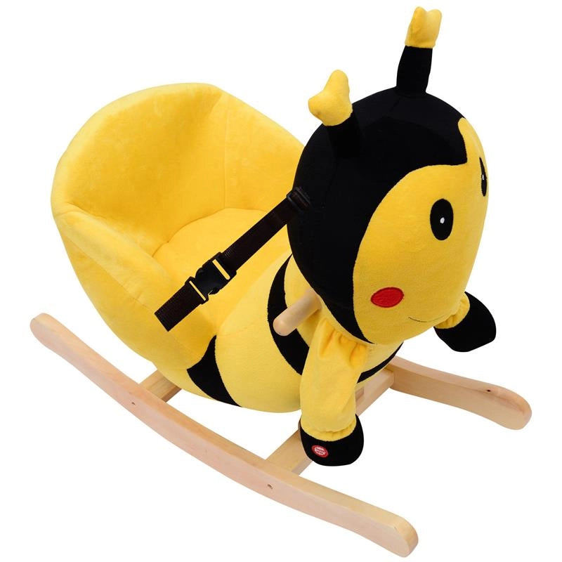 CAVALLO A DONDOLO IN LEGNO APE PER I BAMBINI 60 X 33 X 45CM GIALLO E NERO