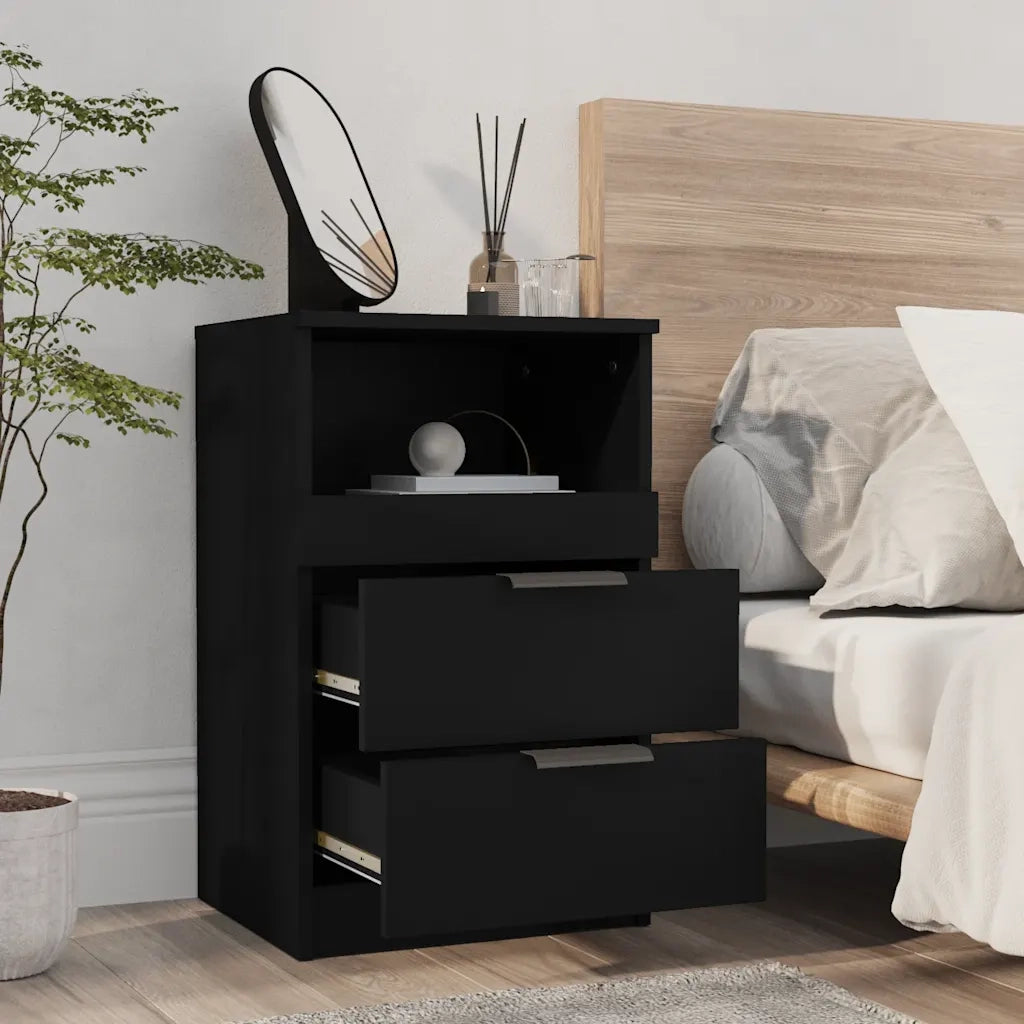 Comodino Nero in Legno Multistrato cod mxl 31196