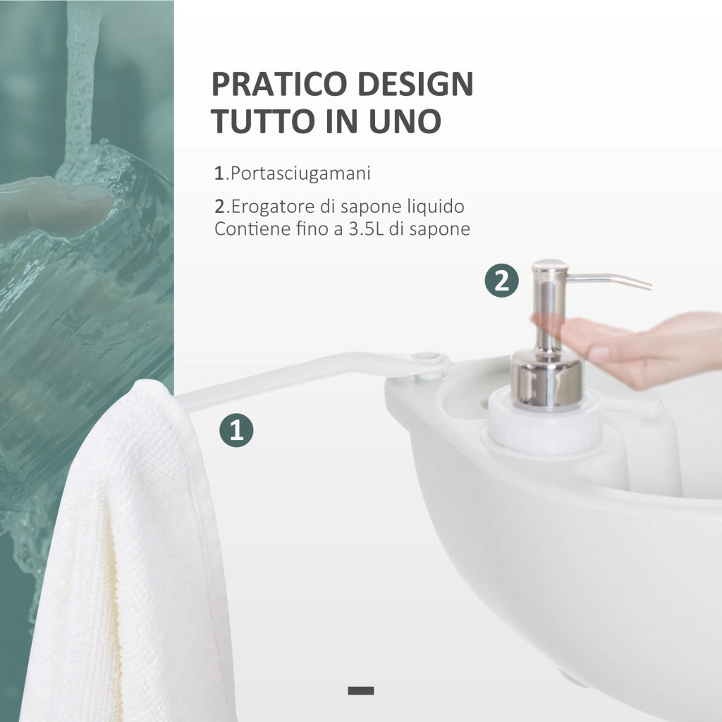 EasyComfort Lavabo Portatile da Campeggio con 2 Ruote, Serbatoio Acqua 17L e Serbatoio Sapone 2.5L, 83x50x103cm