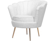 Poltrona "Floria" in velluto - 75 x 68 x 77,5 cm - Bianco