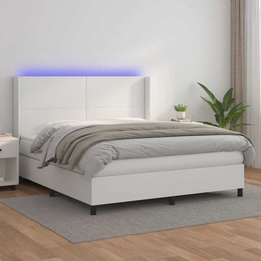 Giroletto Molle con Materasso e LED Bianco 160x200cm Similpelle 3139272