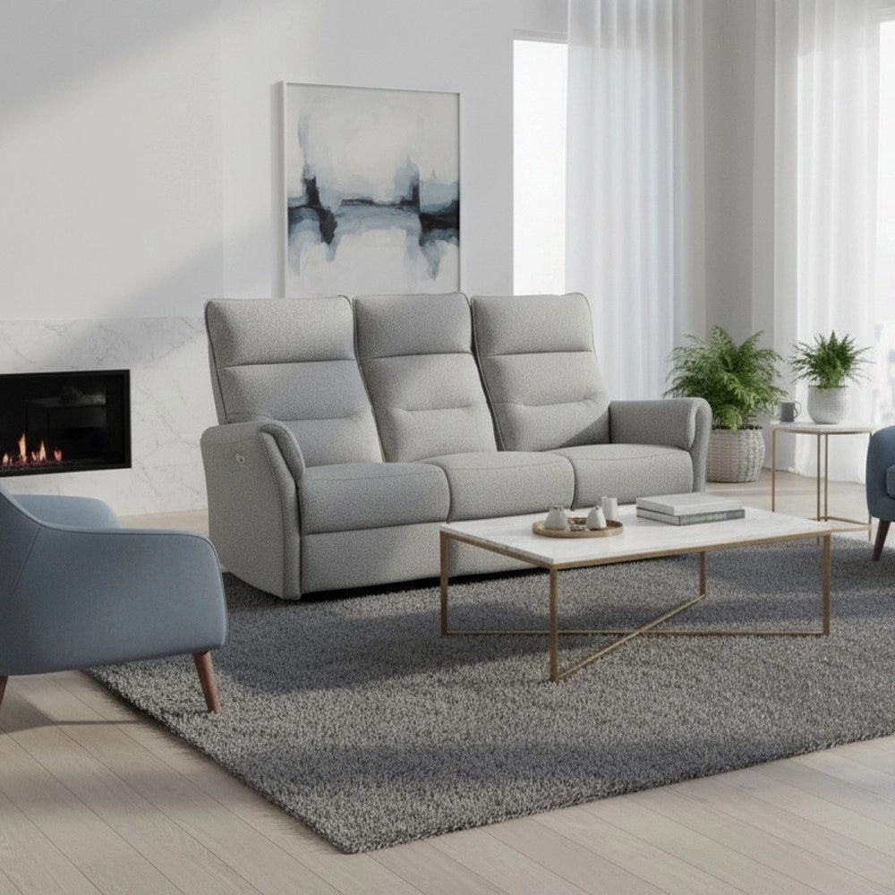 Divano recliner Softwave 3 posti elettrico in tessuto grigio 186 cm