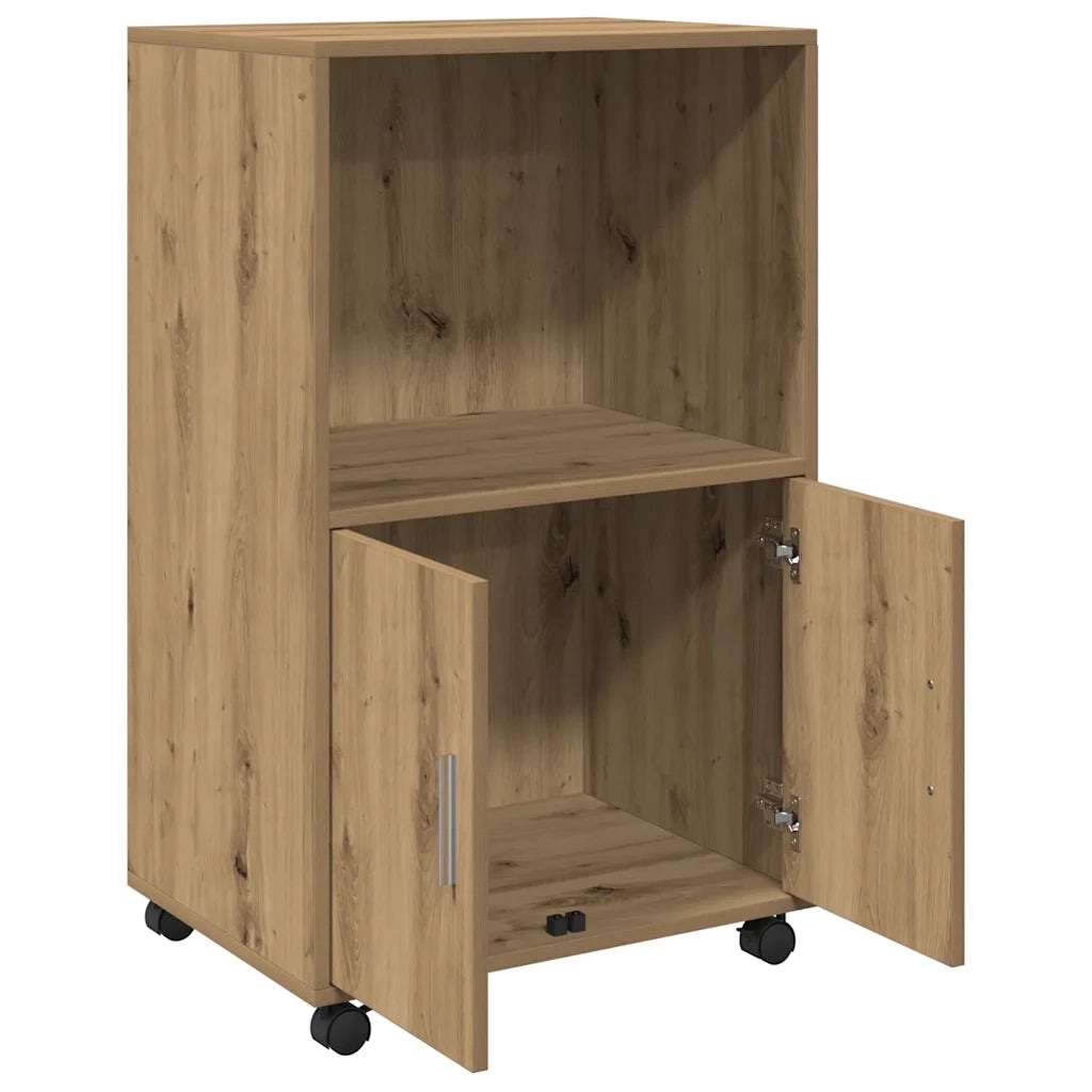 Armadietto con Ruote Rovere Artigianale 55x40x91 cm Truciolato 853190