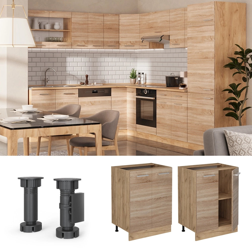 Mobiletto base cucina R-Line Sonoma/Rovere dorato 60 cm, PL Antracite Vicco