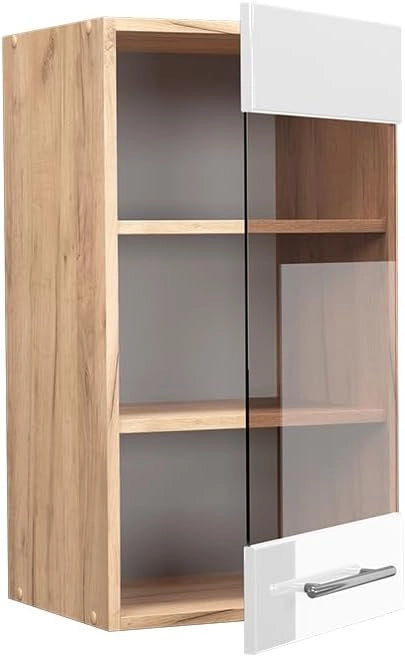 Mobile da cucina in vetro Fame-Line, Bianco lucido, 40 cm, per la combinazione con altri moduli della serie Fame-Line