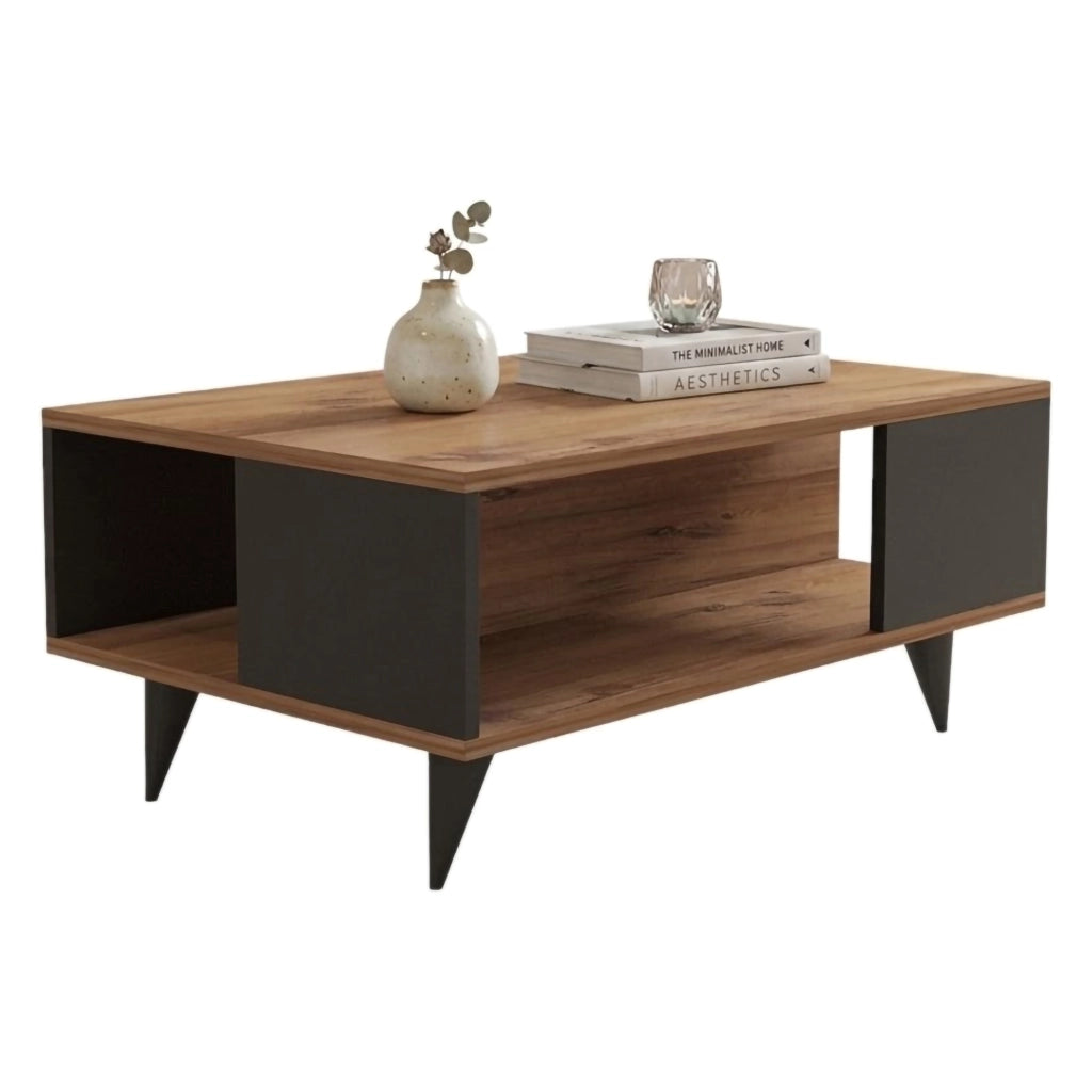 Lurano, Tavolino da Salotto un Vano, 90x60x40h cm Marrone Noce