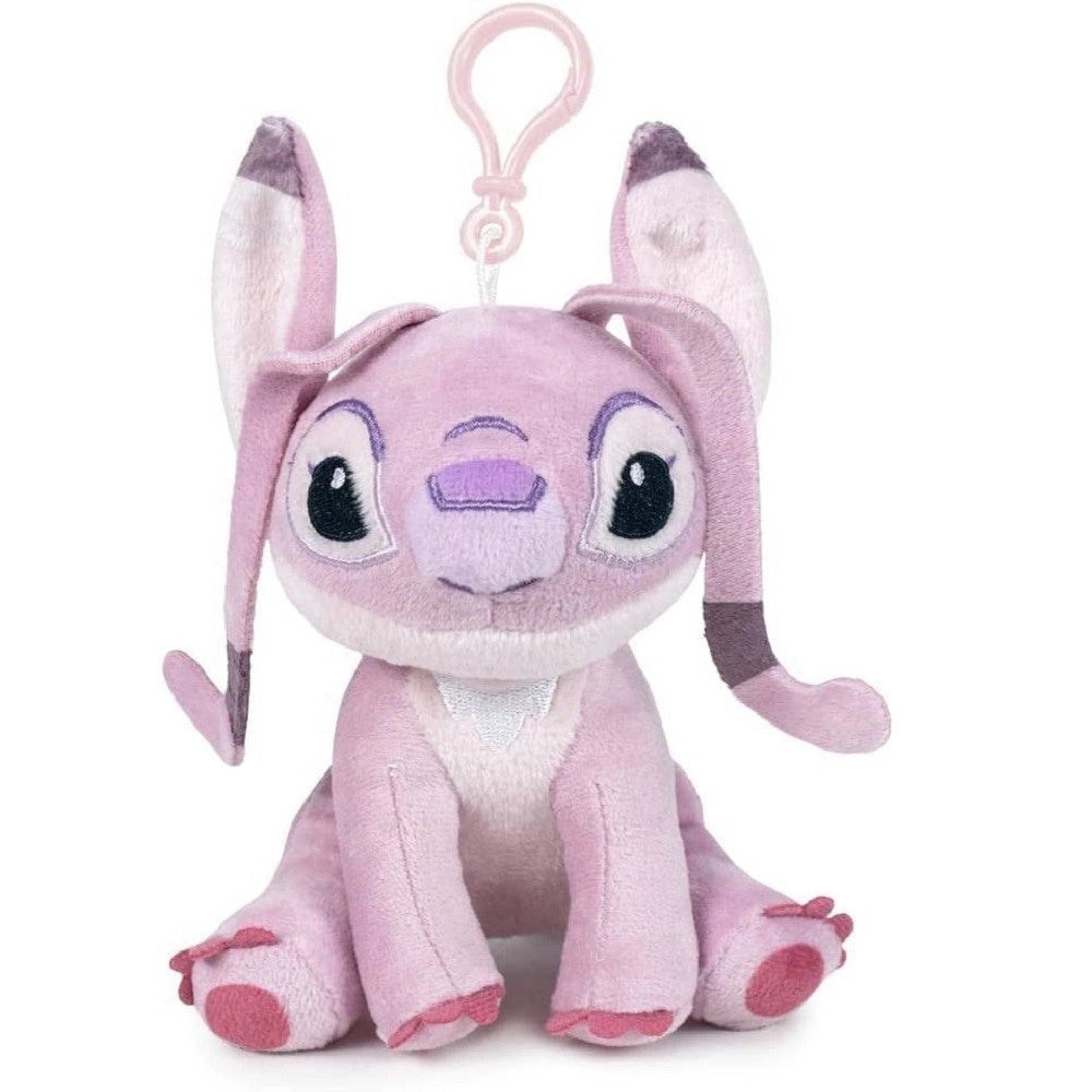 Trade Shop - Portachiavi Stitch Angel Peluche Morbido Rosa Lilo & Stitch Con Clip Per Borsa -