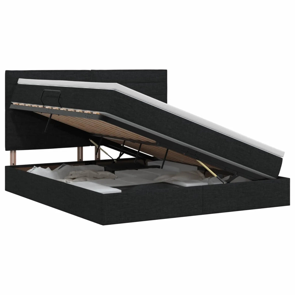 Letto con contenitore e materasso Nero 180 x 200 cm Tessuto 3459458