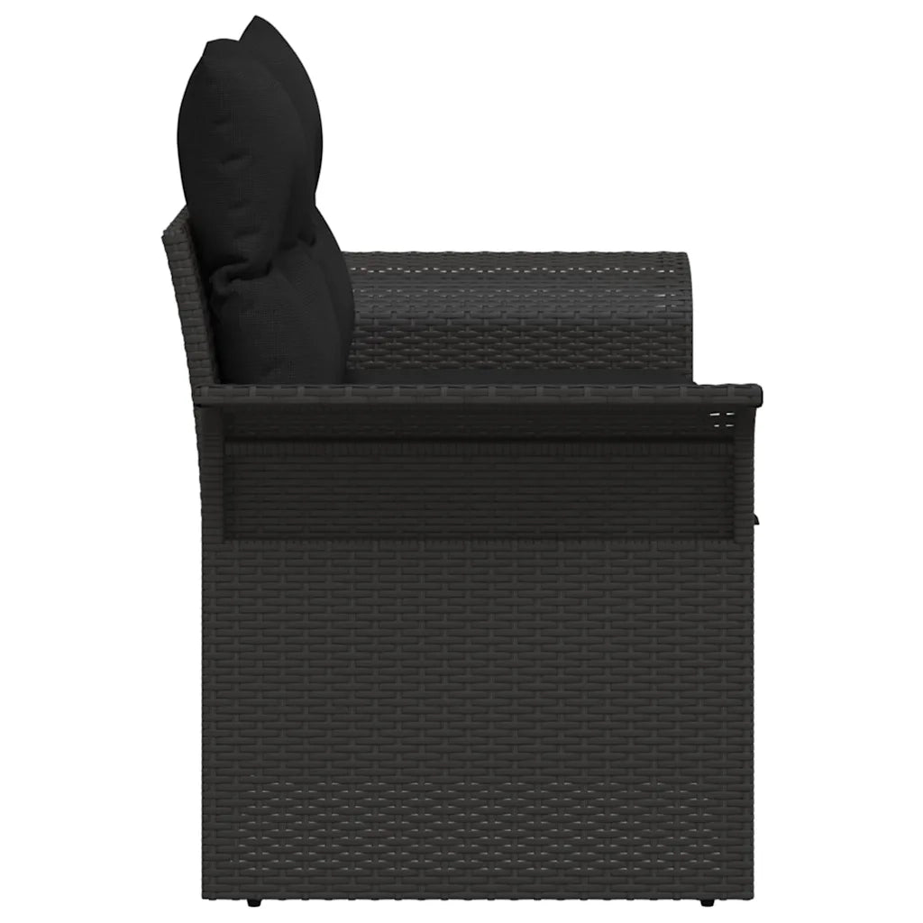 Divano da giardino con cuscino-Sofa da Giardino-Divano da esterno Nero 141 x 62 x 69cm polyrattan 731528