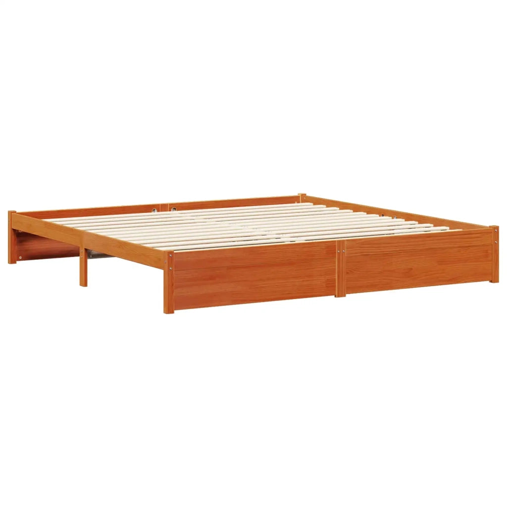 Struttura del letto con testiera-Giroletto Marrone cerato 200 x 200 cm