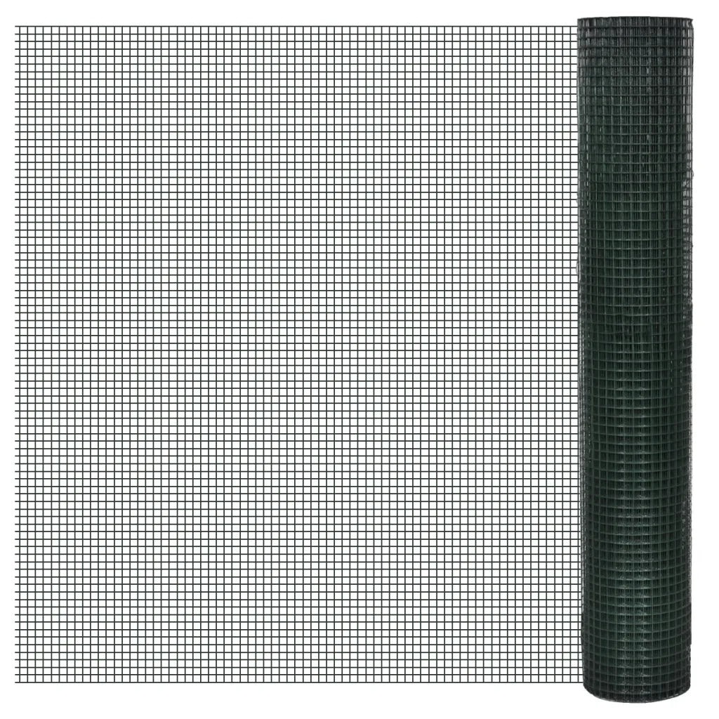 Recinto Pollaio in Rete Zincato Rivestimento PVC 10x1 m Verde
