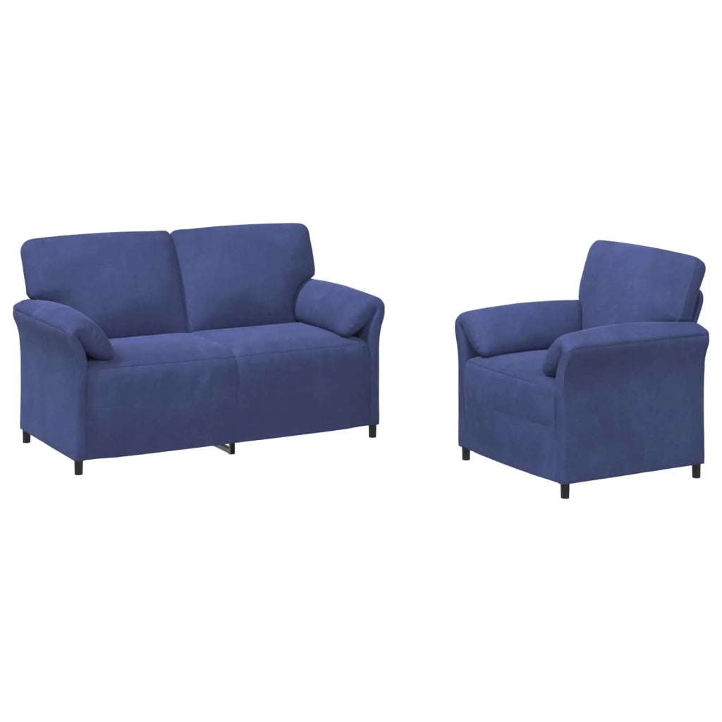 Set di divani 2 pz Blu Polizia Velluto 3424911