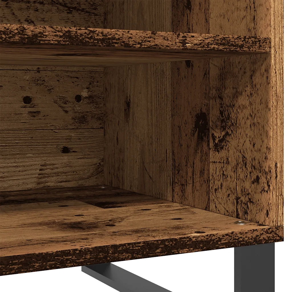 Mobile porta dischi vintage in legno 84,5 x 38 x 48 cm ampio spazio contenitivo stile industriale legno invecchiato 02_0051124