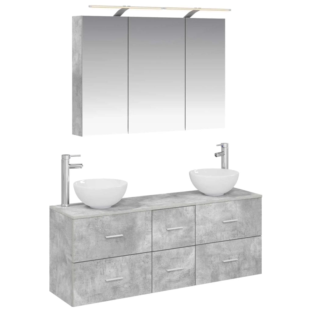 Set di mobili per il bagno 4 pcs Grigio Cemento 3406698