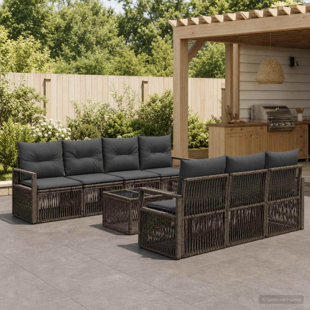 Set Divano da Giardino 8 pz Grigio polyrattan 3435650