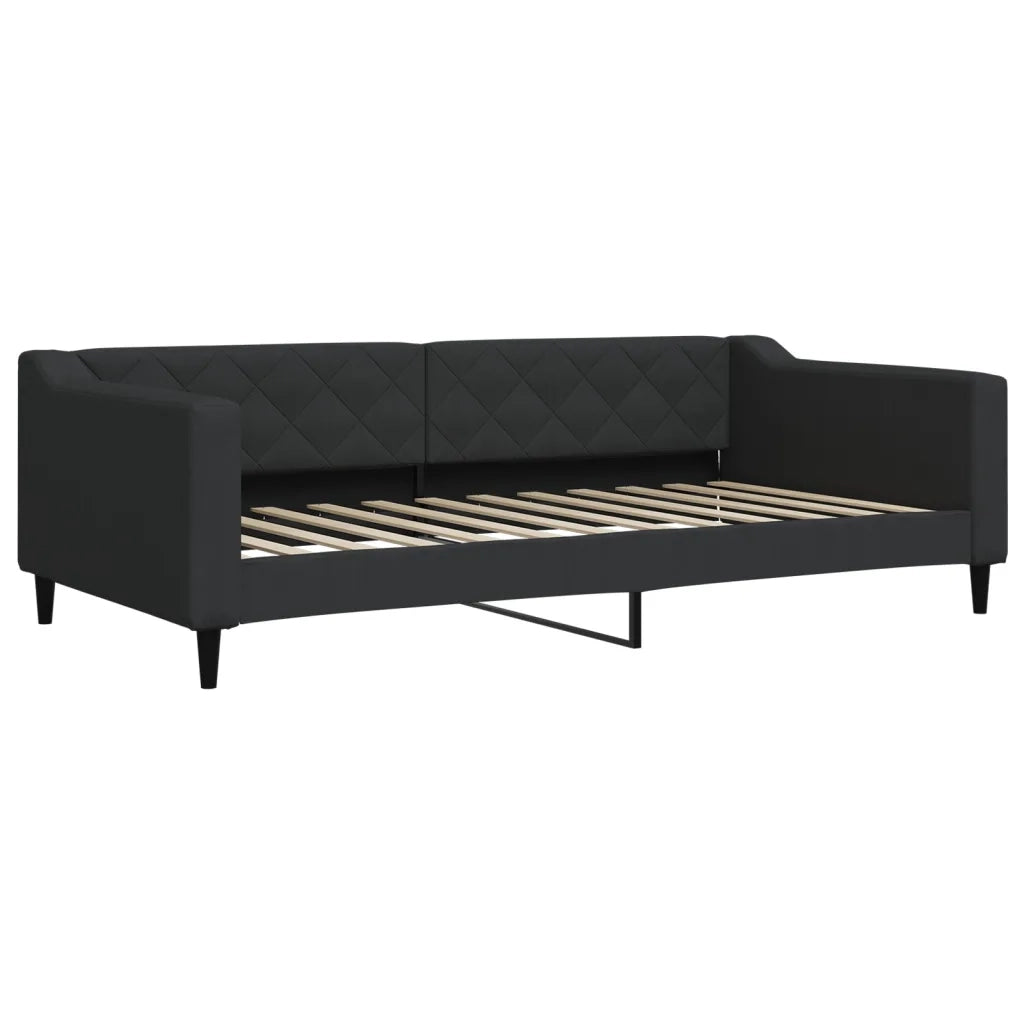 Divano Letto Estraibile con Cassetti Nero 100x200 cm in Tessuto