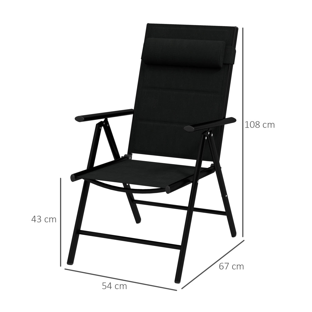 Sedia da giardino pieghevole ¨C zephmum ¨C nera, struttura in metallo, 54x67x108 cm