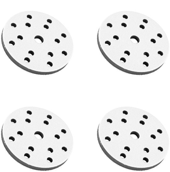 Piastra di spazzolatura 150mm di diametro - Piastra di buffer morbida - Piastra di interfaccia - 4 pezzi - 6 fori - Cuscino regolabile - Piastra di levigatura