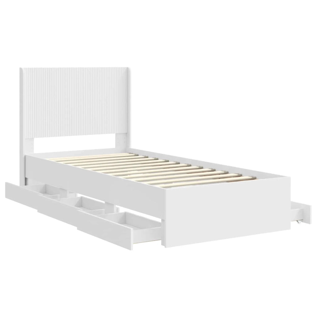 Struttura del letto con stoccaggio e testata Bianco 90 x 200 cm 3413977