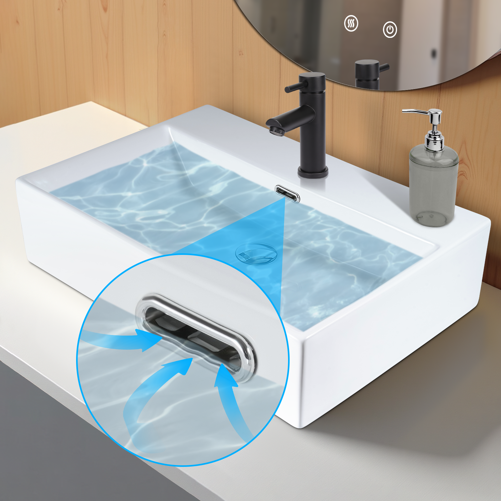 ZMH Lavabo bianco 51x42x15cm Ceramica