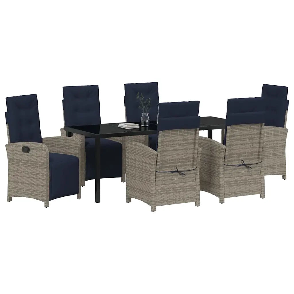 vidaXL Set da Pranzo per Giardino 7 pcs Grigio polyrattan
