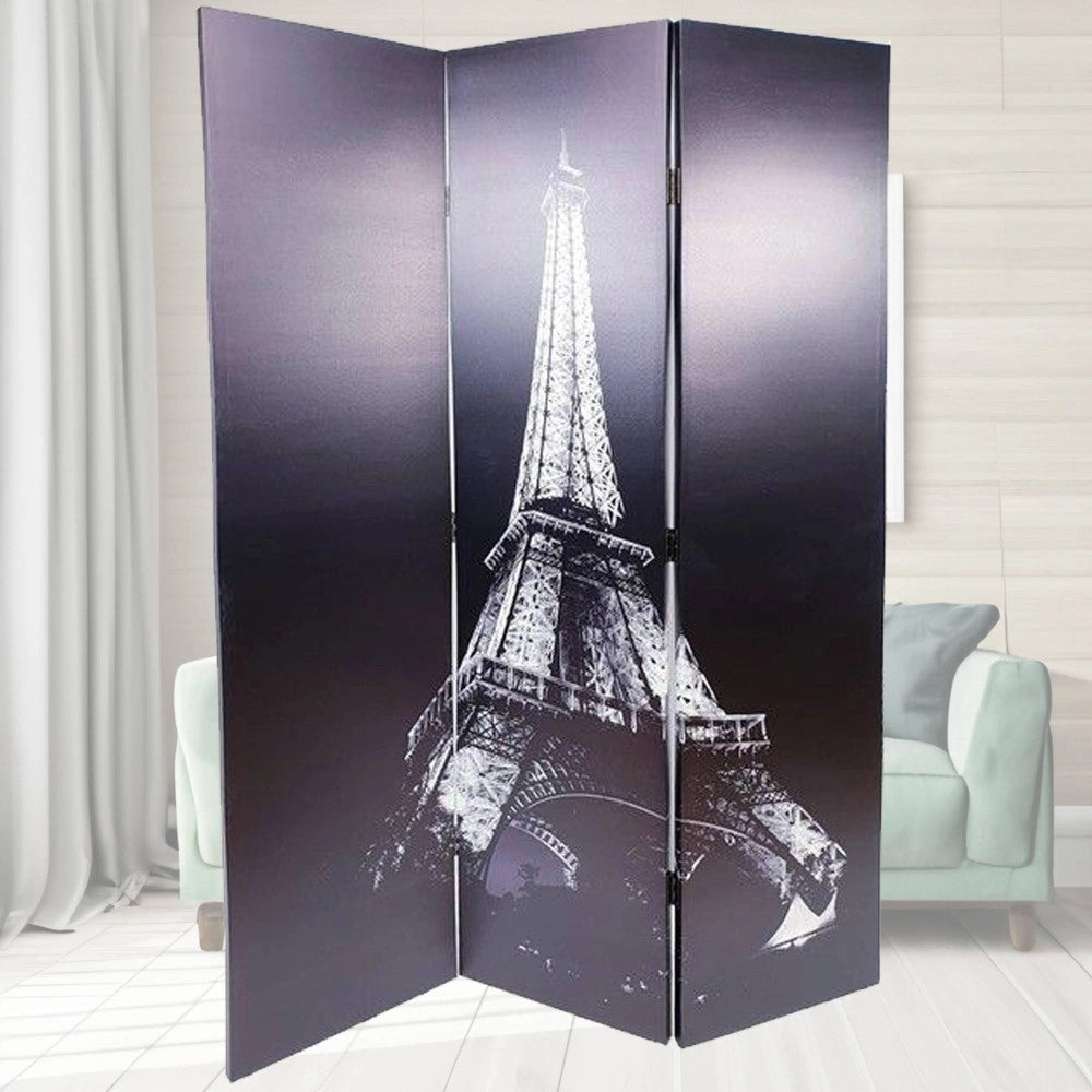 Trade Shop - Paravento Separe Divisorio Con 3 Pannelli 180x120cm Stampa Fronte Retro Parigi -
