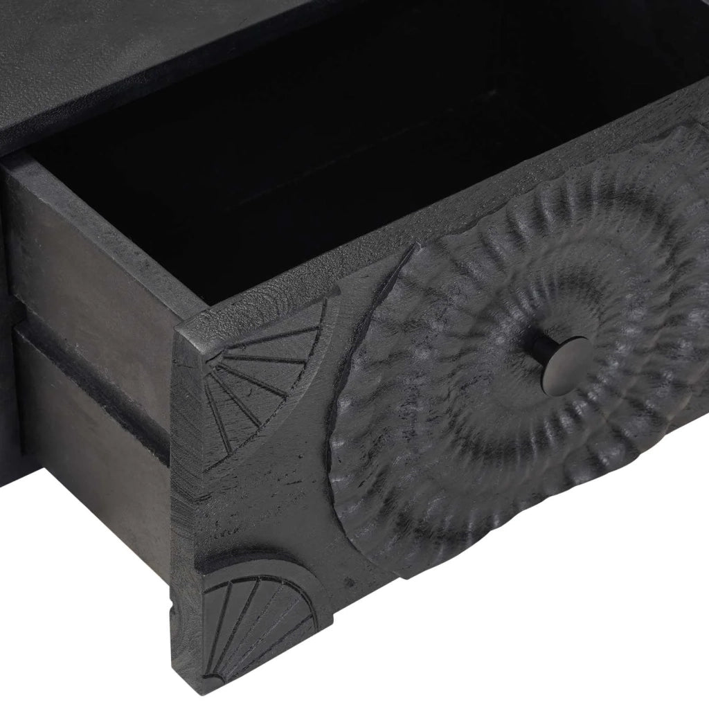 Comodino | Armadio da Notte | Mobiletto da notte a muro fatto a mano Nero 40 x 30 x 20 cm