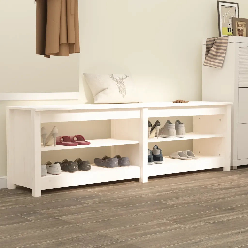 Scarpiera Bianca 160x36,5x50 cm in Legno Massello di Pino cod mxl 50143