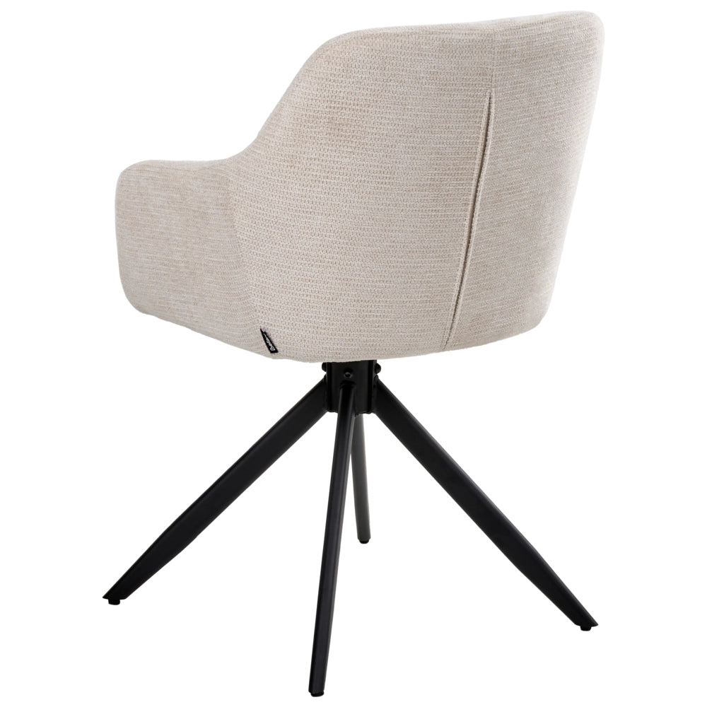 Set di 2 sedie da pranzo girevoli Rivestimento in ecopelle beige chiaro Base con gambe in metallo Sala da pranzo