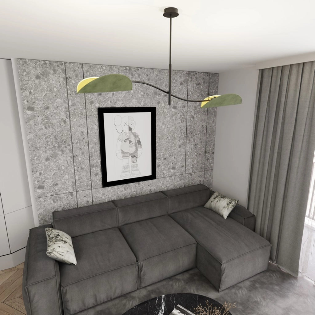 Plafoniera LOTUS Emibig nera-verde foglie velluto 2xE14 10W