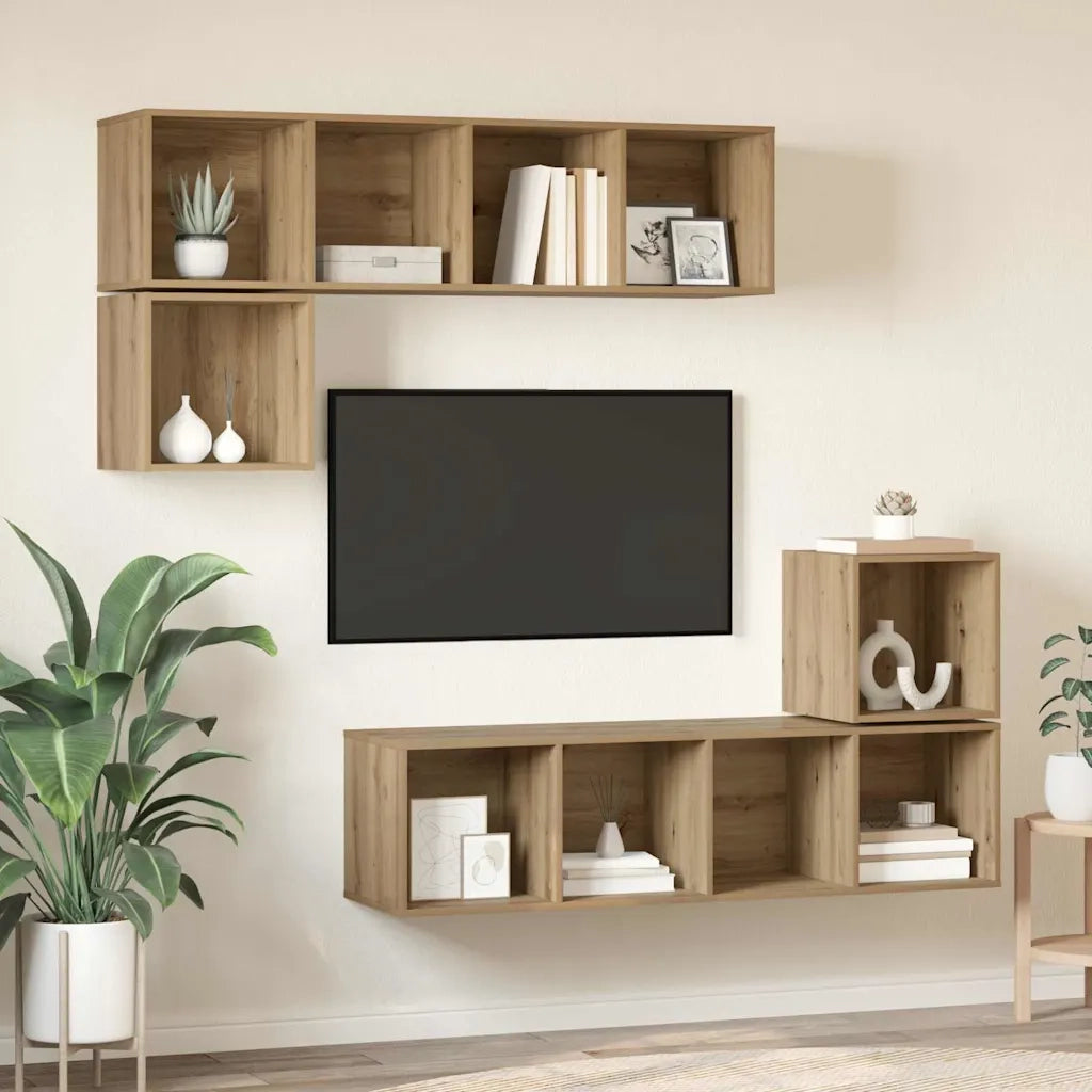 Set mobile TV 4 pcs Rovere artigianale Legno multistrato 3393128