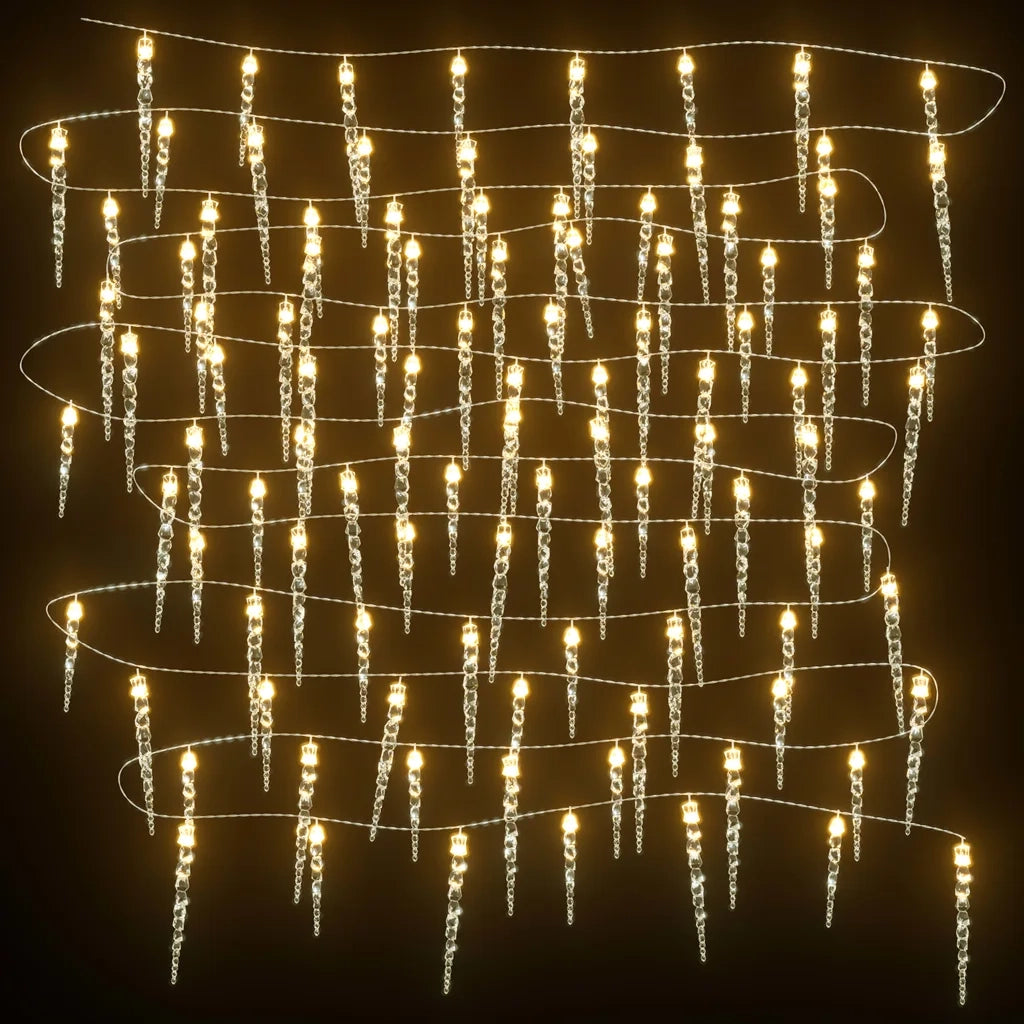 Luci di Natale a forma di ghiacciolo 100 LED Bianco Caldo 10 m Acrilico PVC CFW9287898